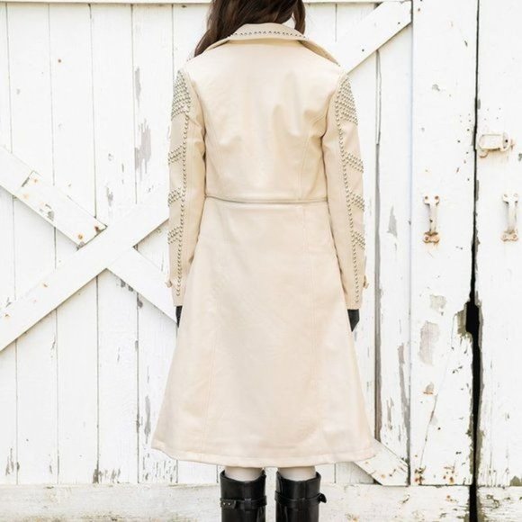 Callie Wear it Like you Mean It Vegan Leather Trench Coat With Studs Azalea Wang - Picture 4 of 10